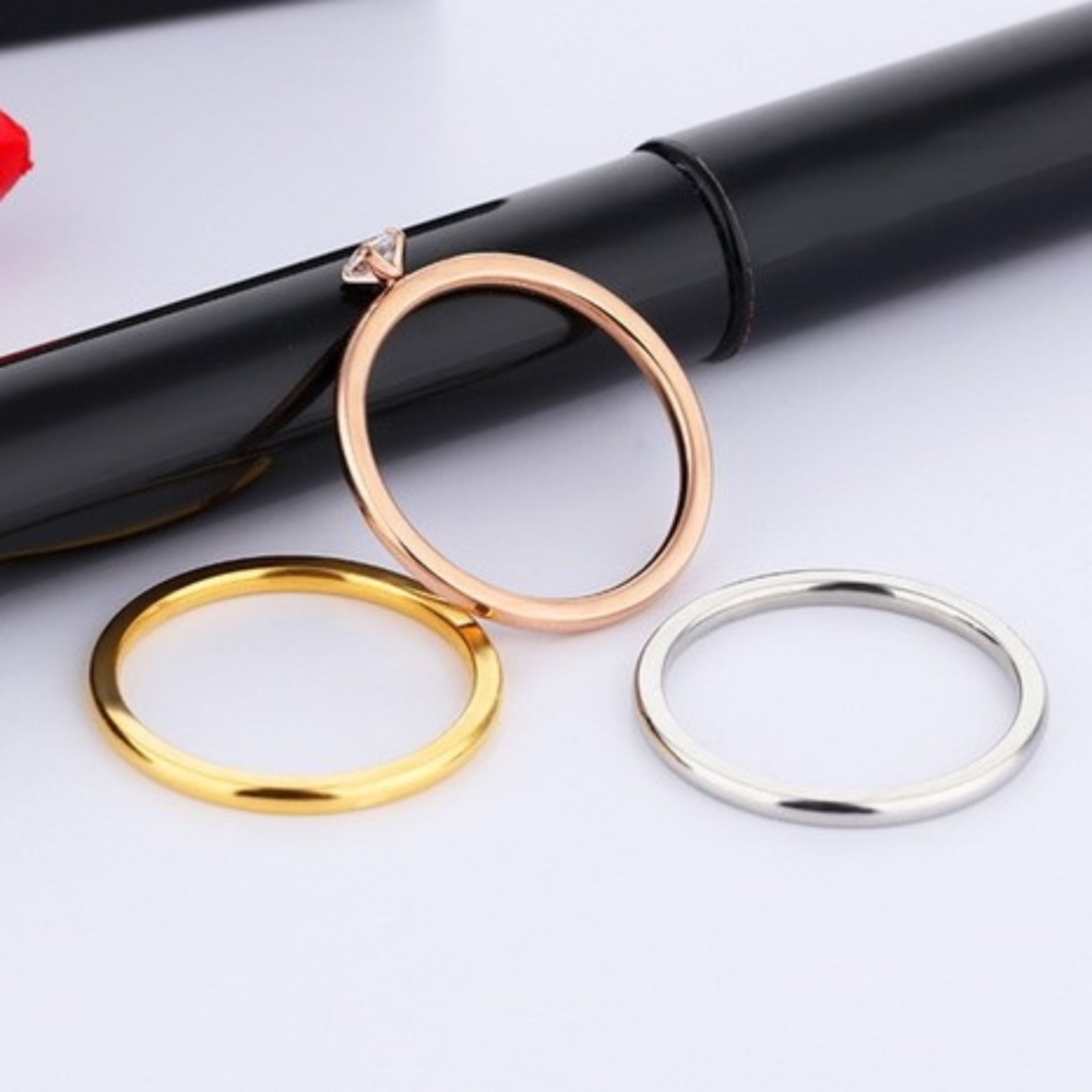 Tri Color Stacking Ring Set with CZ